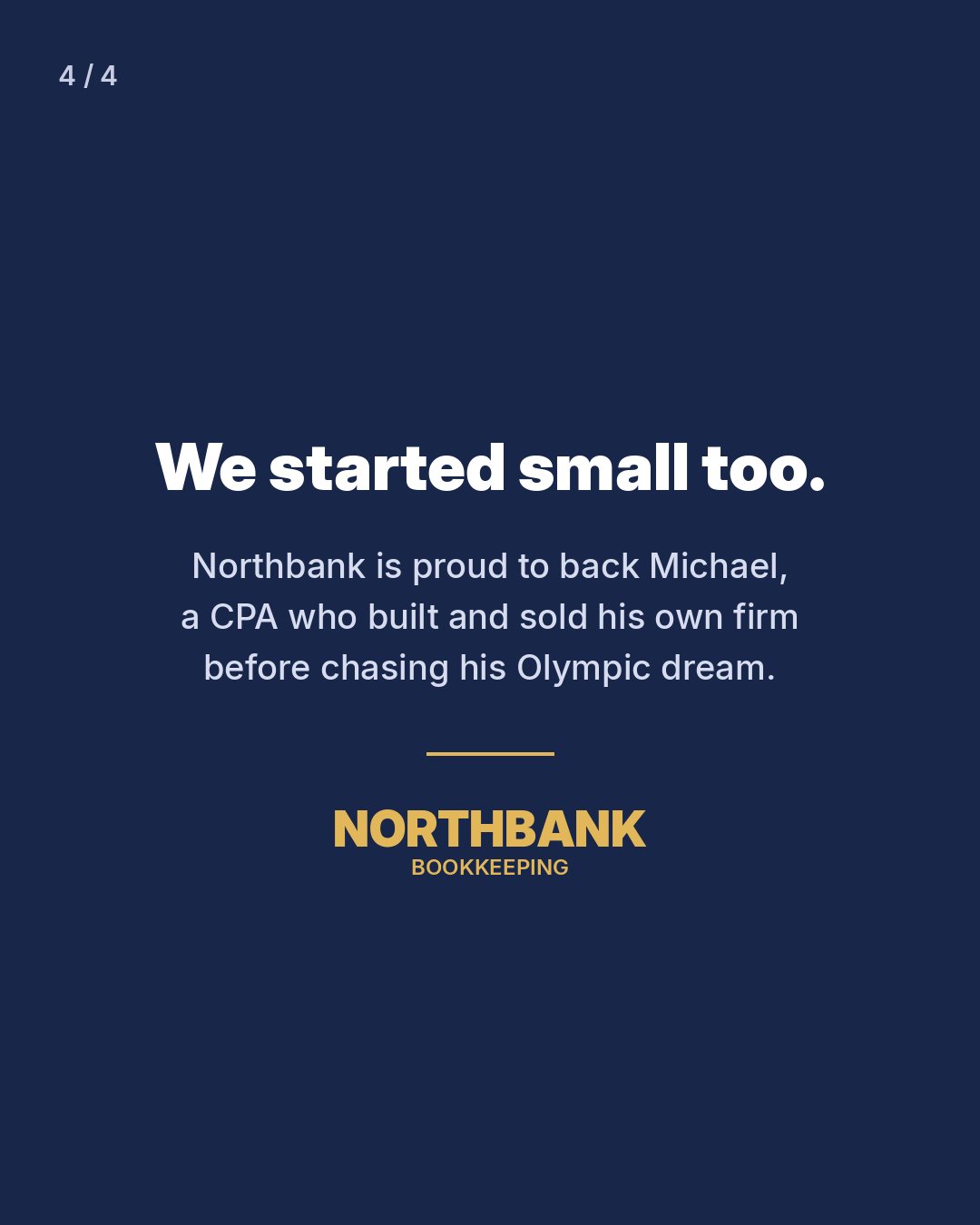 Example carousel for Northbank Bookkeeping, a fictional brand, featuring Michael Girolametto, slide 4 of 4