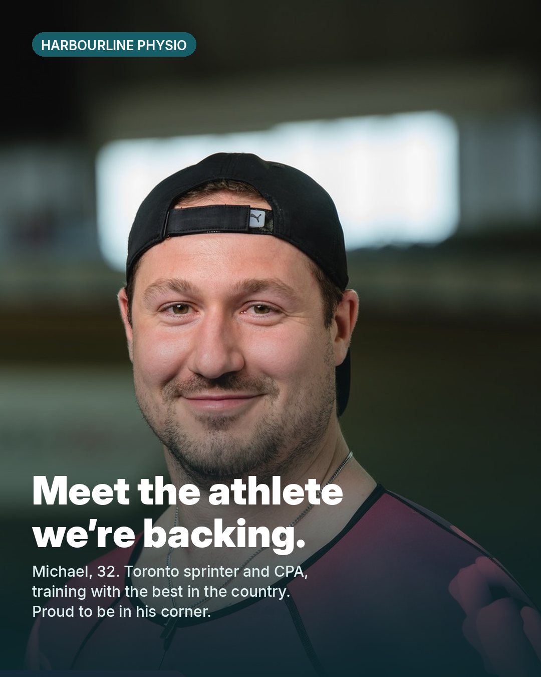Example photo post for Harbourline Physio, a fictional brand, featuring Michael Girolametto